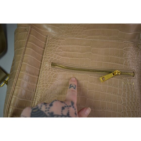 Fawn Designs The Original Diaper Bag Beige Tan Alligator Faux Leather Backpack - Picture 3 of 12